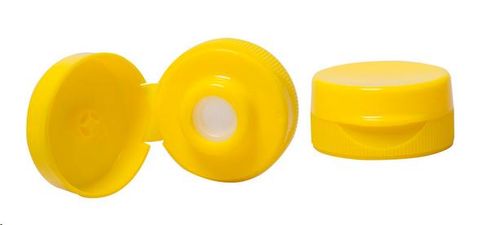 Bottle Lids Screw on squeeze flip top yellow plastic 38mm (D)