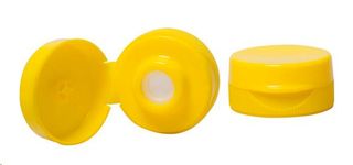 Bottle Lids Screw on squeeze flip top yellow plastic 38mm (D)