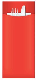 Cutlery Pouches Red/Orange 3ply white napkin ctn 250