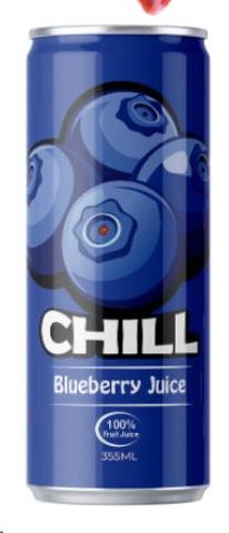 Chill J Fruit Juice blueberry can 355ml ctn 24