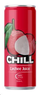 Chill J Fruit Juice lychee can 355ml ctn 24