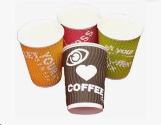 Coffee Cups ripple double wall recyclable assorted colours paper 12oz 89mm (D)