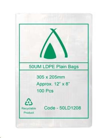 Food Bags clear polyethylene low density 50&micro;m 305mm (L) 205mm (W)