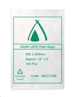 Food Bags clear polyethylene low density 50&micro;m 305mm (L) 205mm (W)