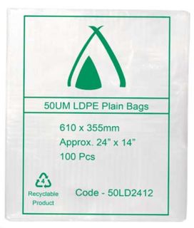 Food Bags clear polyethylene low density 50&micro;m 610mm (L) 305mm (W)