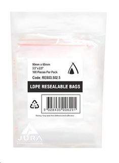 Food Bags resealable clear polyethylene low density 35&micro;m 90mm (L) 60mm (W)