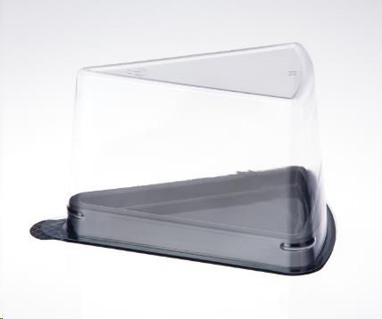 Cake Wedge Container &ndash; Large (Clear Lid-Black Base) ctn 200 slv 50