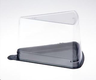 Cake Wedge Container &ndash; Large (Clear Lid-Black Base) ctn 200 slv 50