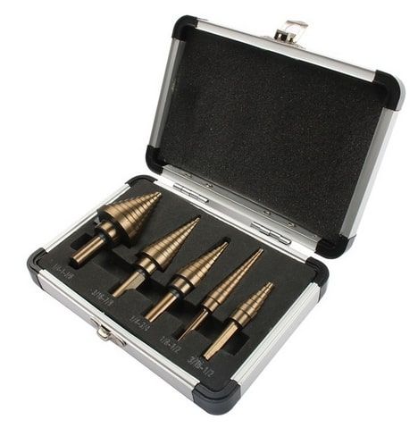 5 piece Step Drill Set.. 3/16''-1"-3/8''Cobalt  Coated - Aluminium  Case