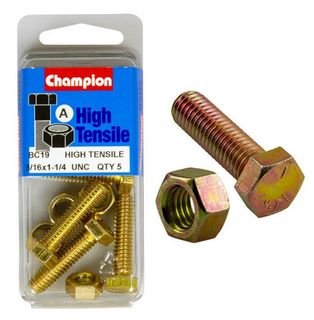 5/16'' UNC x1-1/4''  Bolt &  Hex Nut - High Tensile Packet 5