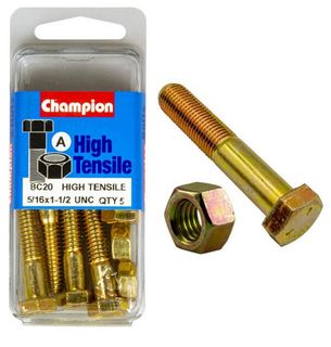 5/16'' UNC x1-1/2''  Bolt &  Hex Nut - High Tensile Packet 5