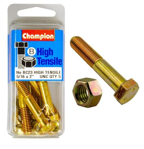 5/16''UNC x 2'' Bolt &  Hex Nut - High Tensile Packet 5