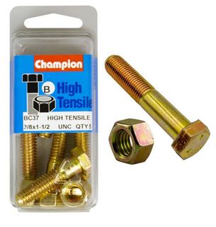 3/8'' UNC x 1-1/2'' Bolt &  Hex Nut - High Tensile Packet 5