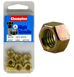 5/16'' UNC Hex Nut - High Tensile Packet 10