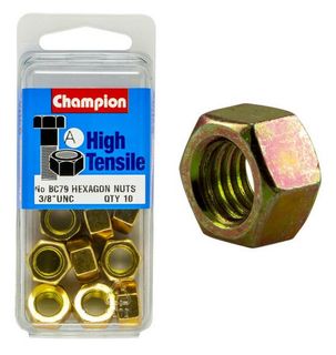 3/8''  UNC Hex Nut - High Tensile Packet 10