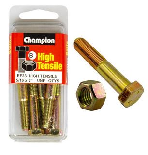 5/16'' UNF x 2'' Bolt &  Hex Nut - High Tensile Packet 5