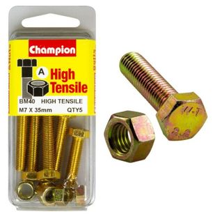 M7 x35mm Bolt & Nut - High Tensile Pkt5