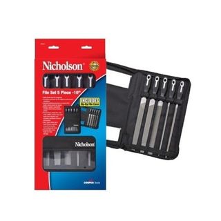 10" 5 piece second Cut File Set complete with Handle - Nicholson