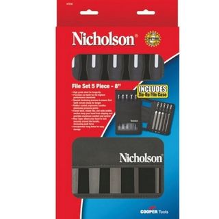 8" 5 piece second Cut File Set complete with Handles - Nicholson