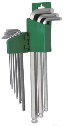 1/16" - 3/8" 9 Piece Long Ball End Hex Set - Satin - Hans..1/16'',5/64'',3/32'',1/8'',5/32'',3/16'',1/4'',5/16'' & 3/8''