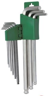 1/16" - 3/8" 9 Piece Long Ball End Hex Set - Satin - Hans..1/16'',5/64'',3/32'',1/8'',5/32'',3/16'',1/4'',5/16'' & 3/8''