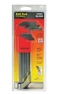 1.5-10mm 9 piece Ball End Hex Key  Set - Bondhus..1.50,2,2.5,3,4,5,6,8,& 10.00mm