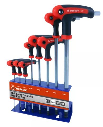 5/64''- 3/8'''  8 Piece Ball End Hex Key Set in Metal Stand - Crescent..5/64'',3/32'',1/8'',5/32'',3/16'',1/4'',5/16'',& 3/8''..