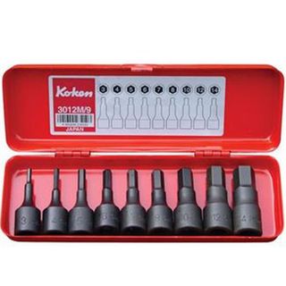 1/8" - 1/2" Hex Socket Set in Case 9 piece 3/8" Drive - Koken..1/8'',5/32'',3/16'',7/32",1/4'',5/16'',3/8'',7/16'' & 1/2''