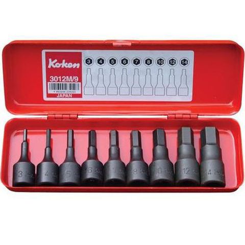 3-14 mm x 3/8" Hex Socket Set in Case 9 piece  - Koken