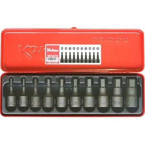 3/16'' - 3/4'' x 1/2''  Drive  Imperial Hex Socket Set 10 piece - Koken