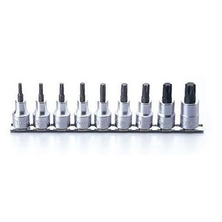 T20-T60 x 1/2'' Drive 9 piece Torx Socket Set on Rail - Koken