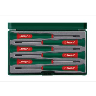 6 Pieces Precision Screwdriver Set in ABS Green Case  - Hans