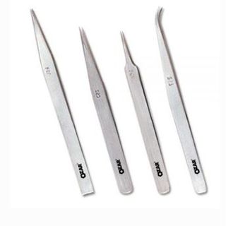 4-1/2'' Curved Stainless Tweezers Fine - Ozar
