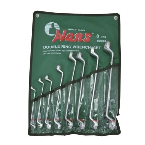 1/4" - 1-1/4" 75deg 8 piece Double Ring Wrench Set - HANS