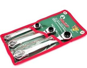 10-22mm 3 piece (12 Sizes)4 in 1 Reverse Gear Ring Wrench Set in Vinyl Pouch - Hans