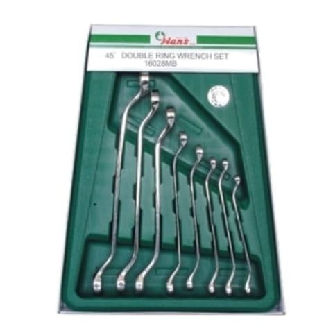 8-24 mm 8 piece 45 Deg. Off-Set Double Ring Wrench Set in ABS Frame - Hans