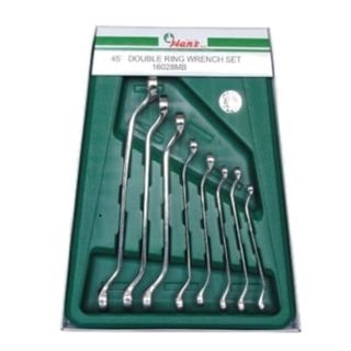 8-24 mm 8 piece 45 Deg. Off-Set Double Ring Wrench Set in ABS Frame - Hans