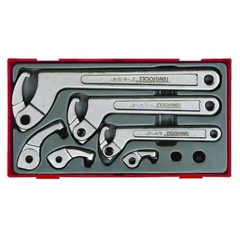 Teng 8 piece Hook & Pin Wrench Set..3/4-2'' ,1-1/4"-3'', 2-4-3/4''..3 piece pin adaptor:- 3, 4, & 6mm..2 piece Pin:6 & 8mm