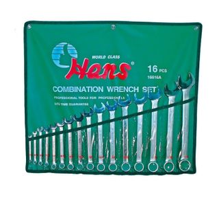 1/4" - 1-1/4" 16 Piece Combination Wrench Set in Wallet - Hans..1/4",5/16",3/8",7/16",1/2",9/16",5/8",..1",1/16",3/4",13/16",7/8",15/16",1,1-1/16",1-1/8" & 1-1/4'' ..