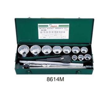 36-80mm 1" Dr. 10pce 12Pt Std Socket Set - Metal Case - Hans