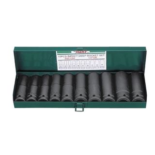 7/16"- 1"  1/2" Dr. 10pce Deep Impact Socket Set in Metal Case - Hans