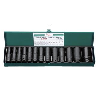 10 - 30mm 1/2"' Dr. 13 pce DEEP IMPACT Socket Set -  Metal Case - Hans