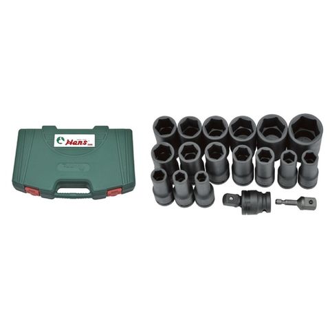 10mm - 30mm x 1/2" Dr 18 pc Deep Impact Socket Set  in ABS Case - Hans Tools