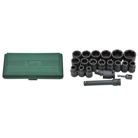 10mm - 32mm 1/2" Drive Standard 20 piece Impact Socket Set  in ABS Case - Hans Tools