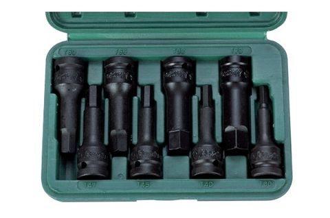 6mm - 19mm x 1/2" Dr 8 pc Hex Impact Bit Socket Set in ABS Case - Hans Tools