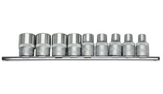 9pce E10-E24 1/2" Dr. E-Star Bit Socket Set on Rail - Hans