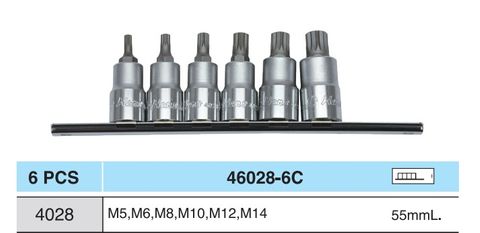 1/2" Dr 6 Pce XZN Socket Set on Rail - HANS
