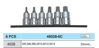 1/2" Dr 6 Pce XZN Socket Set on Rail - HANS