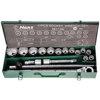 3/4" - 2"  17pce 3/4" Dr.SAE 12 Pt Socket Set in Metal Case - Hans