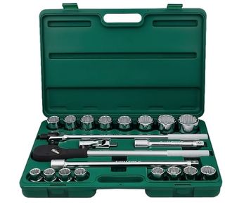 19-50mm 21pce 3/4" Dr.12Pt Socket Set in ABS Case - Hans